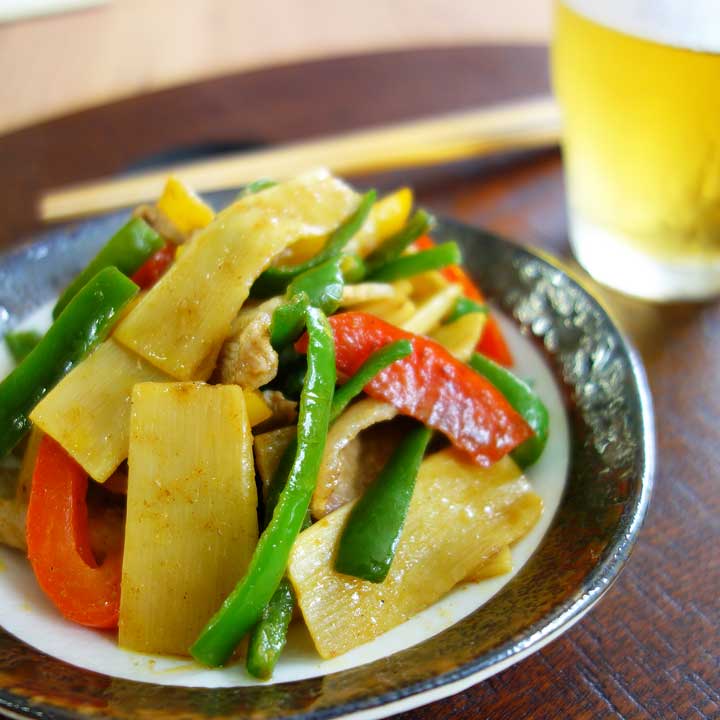 たけのこと豚肉のカラフル炒め カレー味 株式会社ミクロ